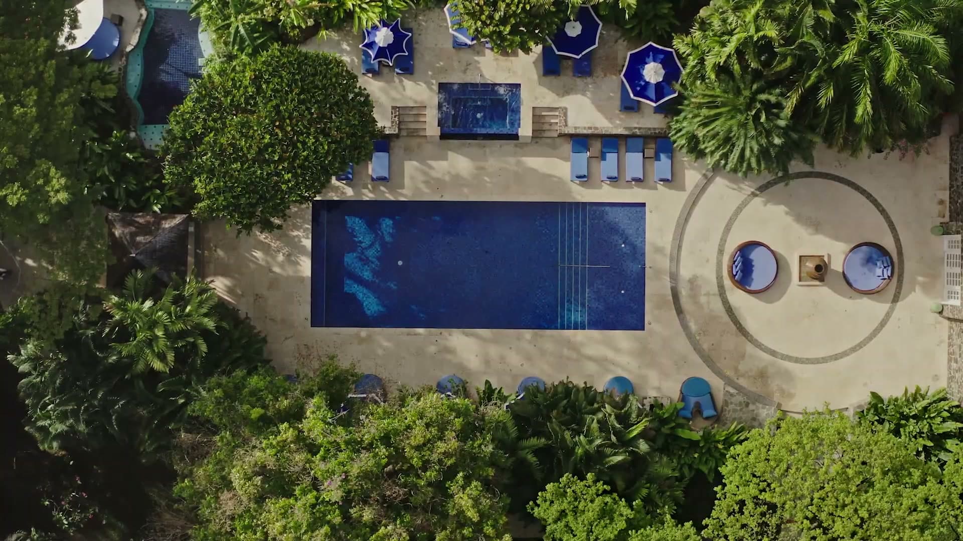 The pool at StolenTime from above